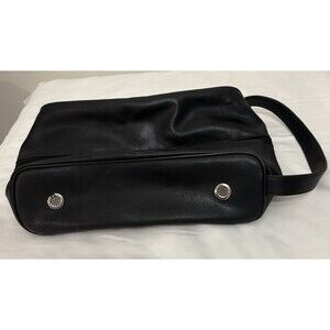 Dockers Mens Black Synthetic Leather Toiletry/Shoe Bag With Handle & Ventilation